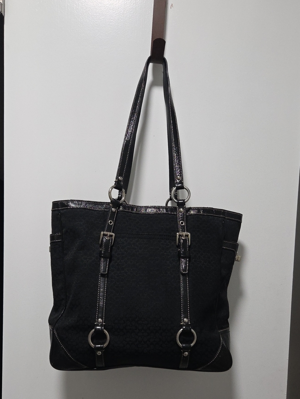 Coach Black Signature Jaquard Gallery Tote
